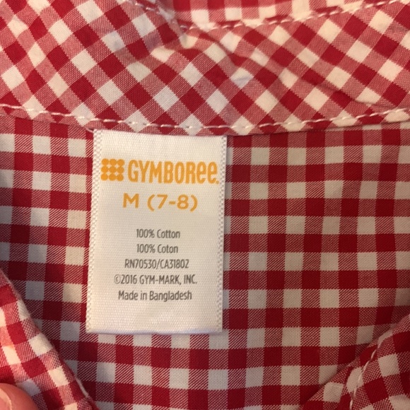 EUC Boys Gymboree Red Gingham Oxford Button Down Size 7/8 - Picture 2 of 5